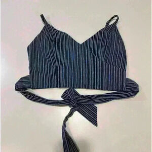 Do+Be Navy Striped crop top with Tie Size Small